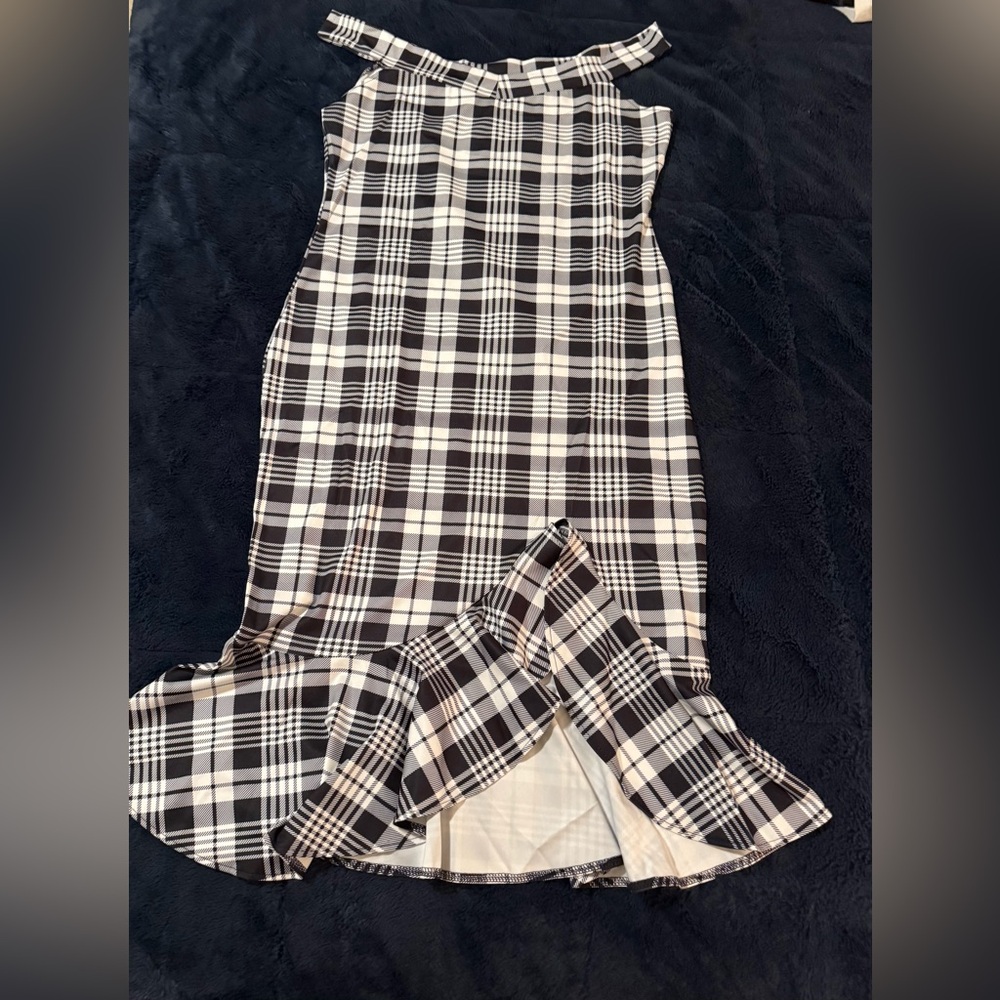 Plaid Off-Shoulder Dress